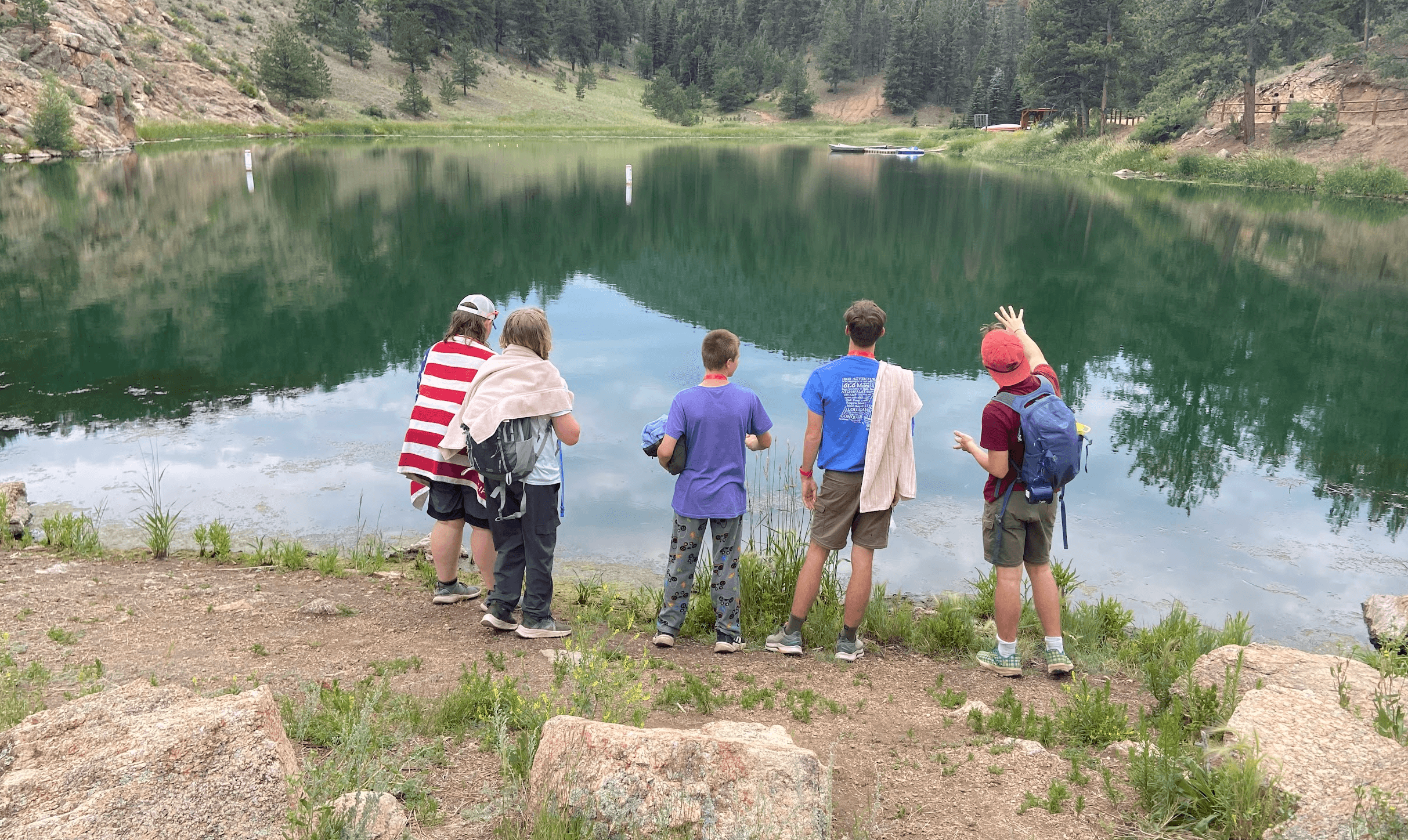 Scouts at Camp Alexander looking over the lake.